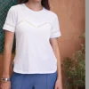'Kirsten' Lace Detail Cotton T-Shirt