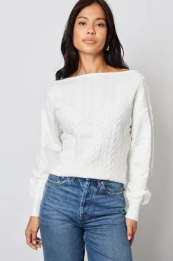 'Mable' Slash Neck Cable Knit Jumper