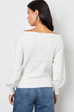'Mable' Slash Neck Cable Knit Jumper