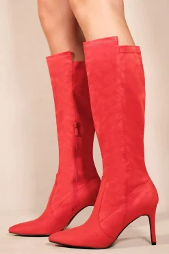 'Marta' Pointed Toe Calf High Boots With Side Zip