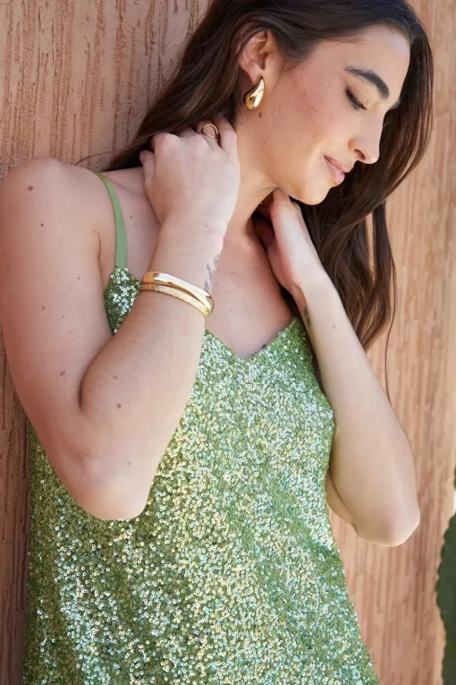 'Moulin' Sequin V Neck Cami Dress
