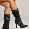 'Nevaeh' Mid Calf Slouch Boot With High Heel
