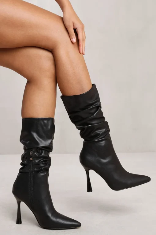'Nevaeh' Mid Calf Slouch Boot With High Heel