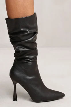 'Nevaeh' Mid Calf Slouch Boot With High Heel