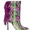 'Oliivia' Snake Print Leather Heeled Boots