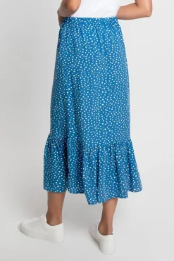 'Rain' Frill Hem Midi Skirt With Drawstring Waist