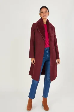 'Rufus' Fur Collar Belted Coat