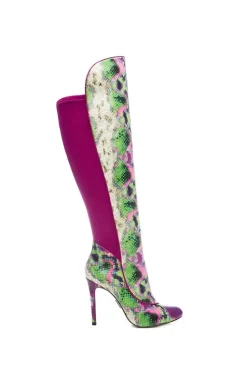 'Savi' Snake Print Leather Over The Knee Boots