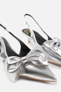 'Spain' Low Kitten Heels Pointed Toe Bow Detail