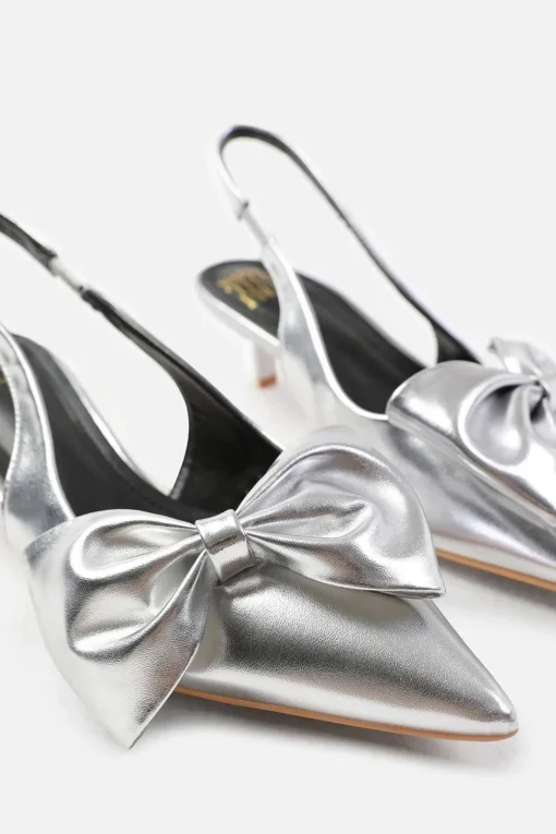 'Spain' Low Kitten Heels Pointed Toe Bow Detail