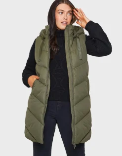 'Vamp' Long Line Padded Gilet