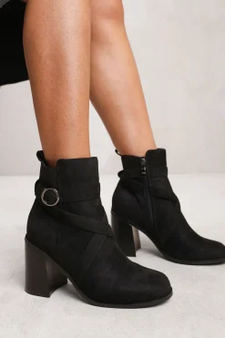 'Wren' Ankle Boot With Chunky Heel And Cross Over Strap Detail