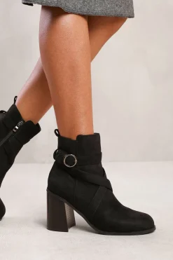 'Wren' Ankle Boot With Chunky Heel And Cross Over Strap Detail
