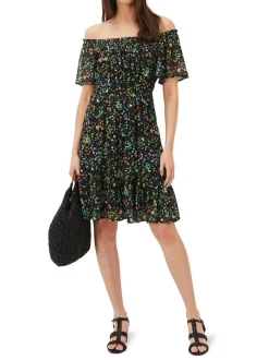 Zaylah Shirred Floral Mesh Dress-