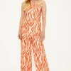 Zebra Print Bead Detail Asymmetric Jumpsuit