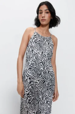 Zebra Satin Wide Leg Jumpsuit