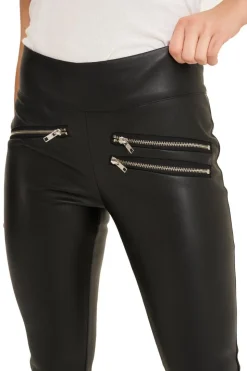 Zip Detail Leather Look Leggings