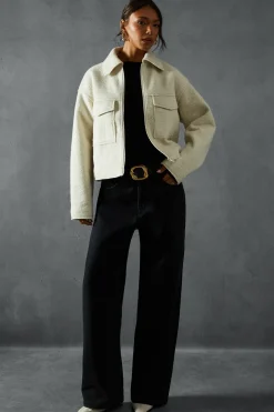 Zip Through Wool Look Jacket